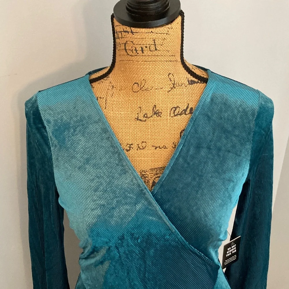 Express Deep Teal Long Sleeve Dress Women Size S/P - Picture 2 of 13